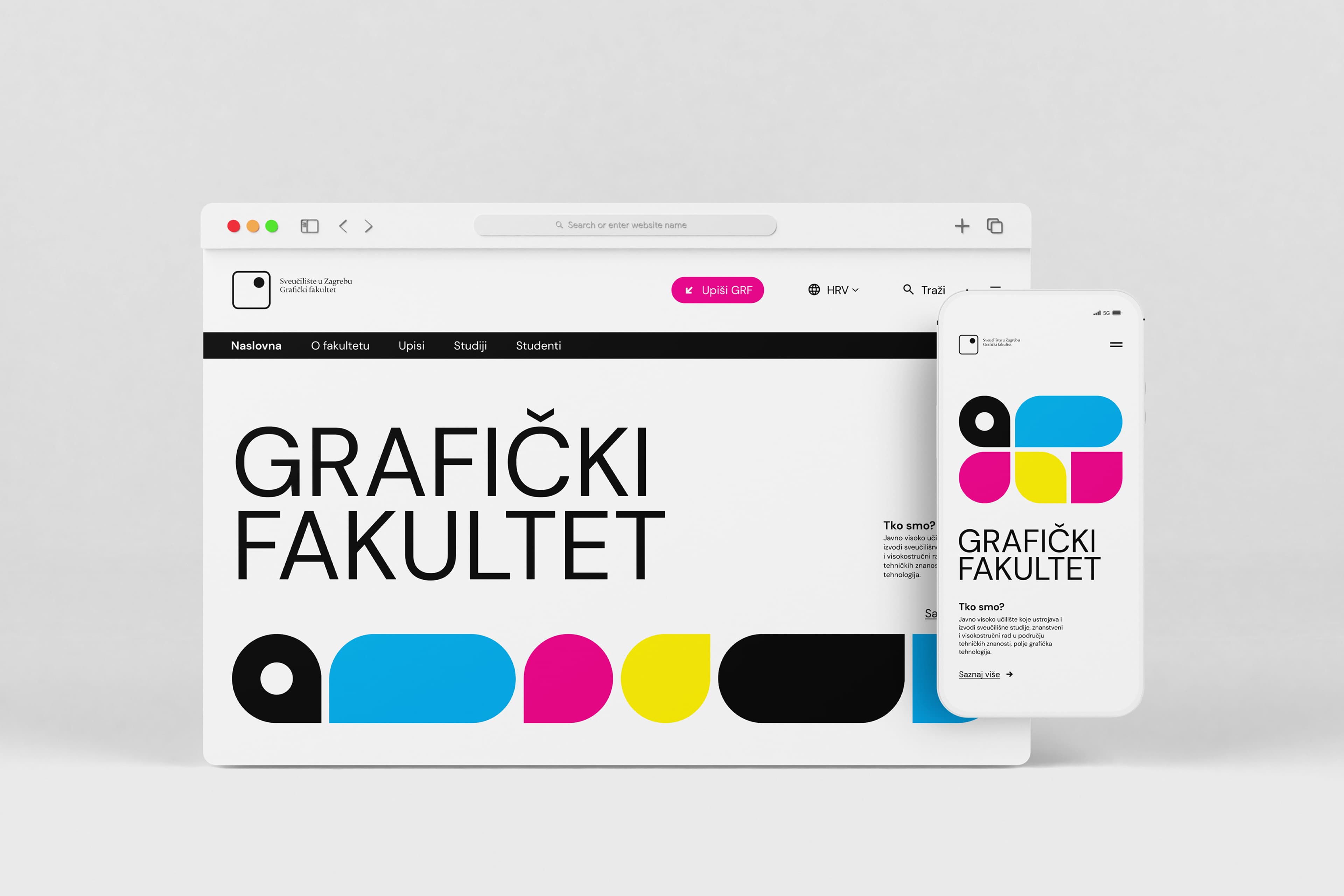 Faculty of Graphic Arts website and brand applications