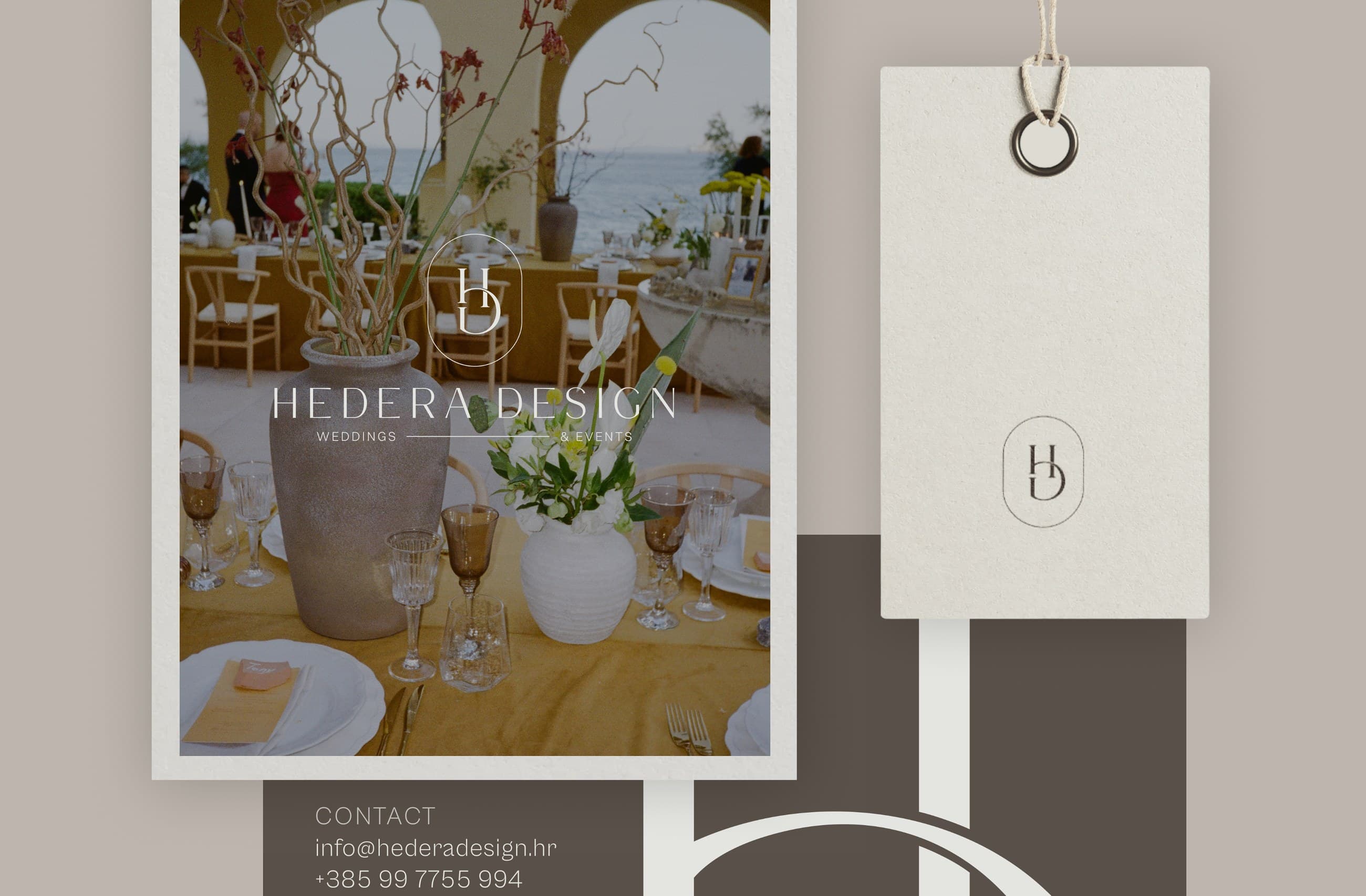 Hedera Design brand identity applied across print materials