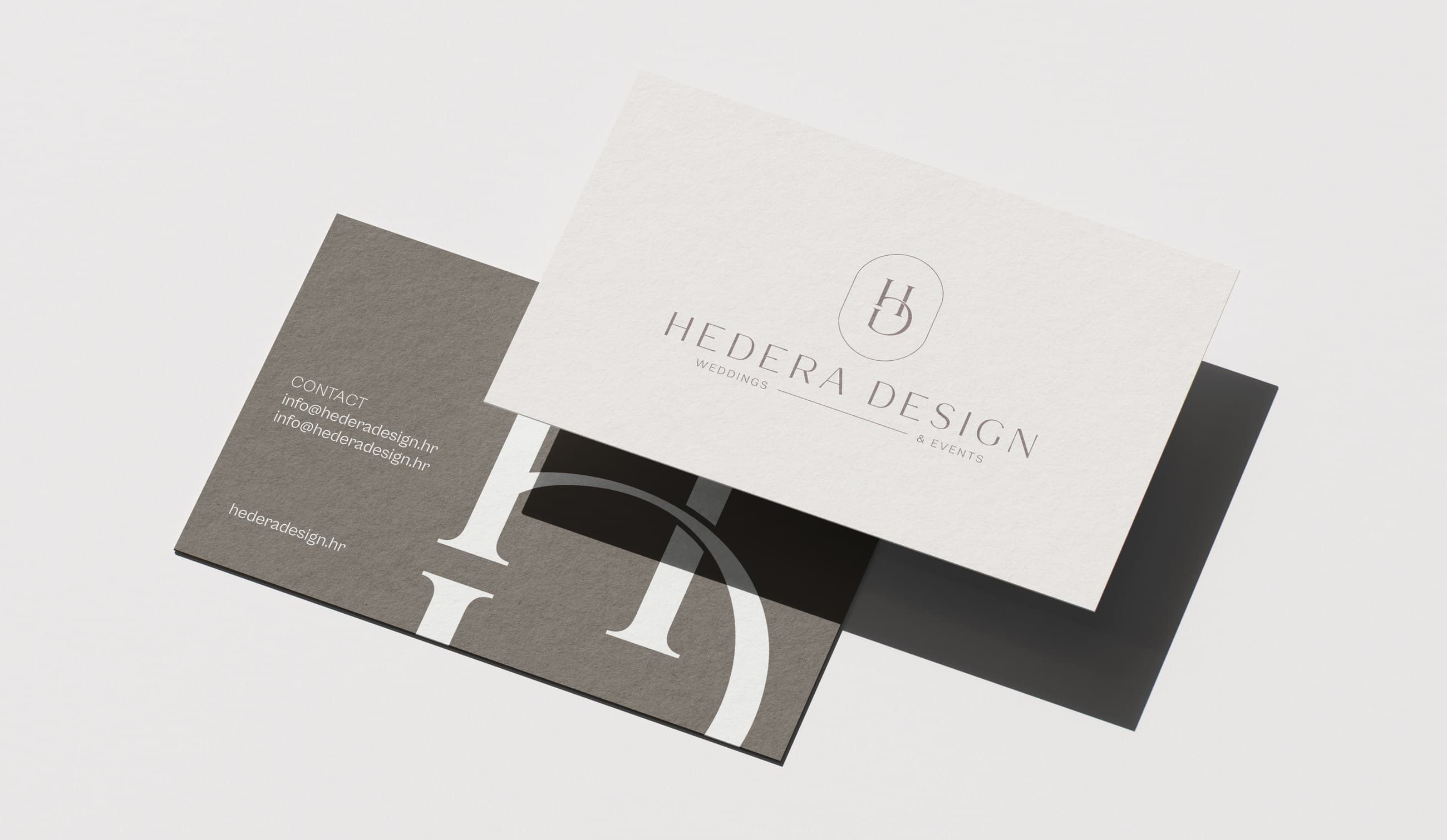Hedera Design brand identity applied across business cards