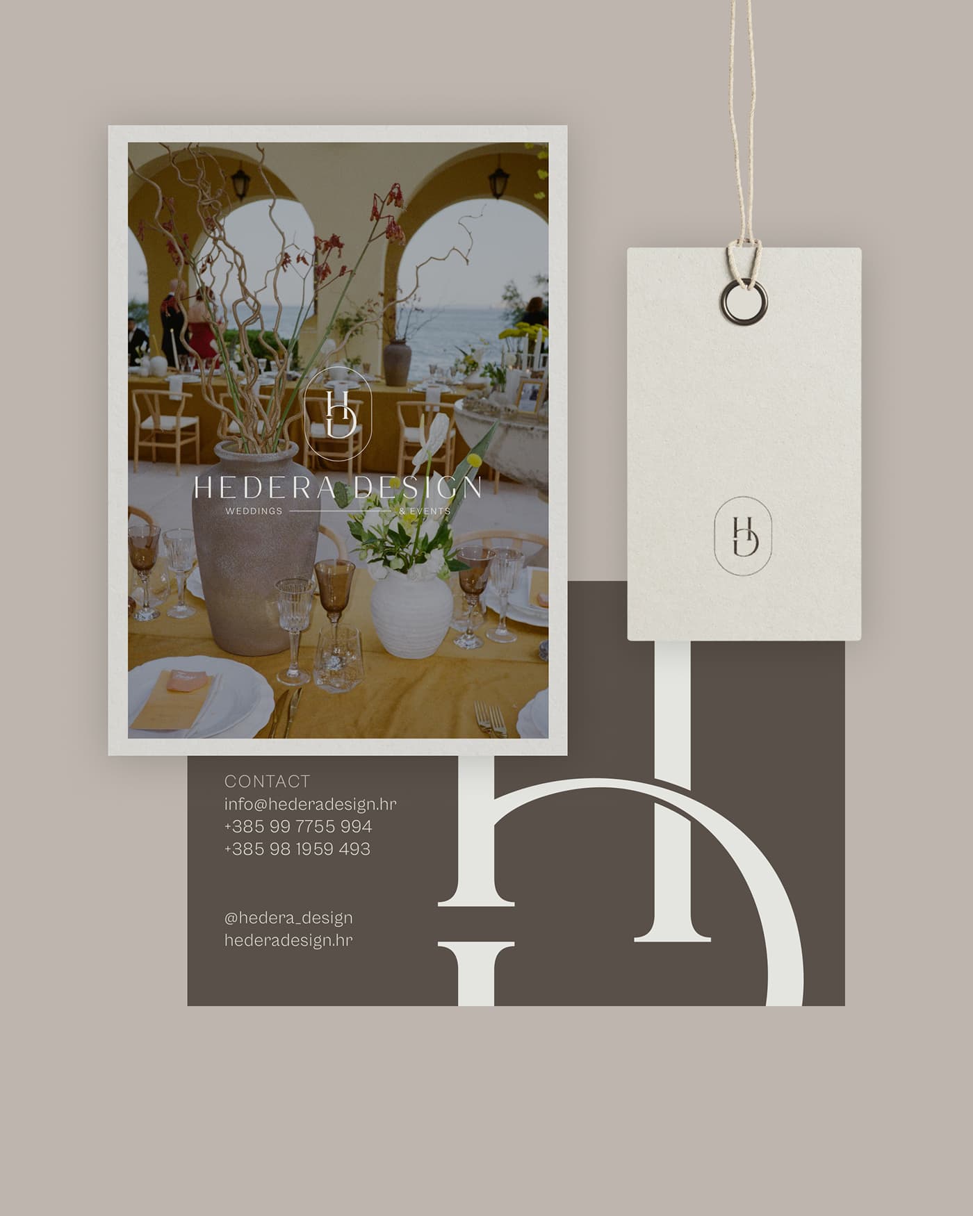 Hedera Design brand identity applied across print materials