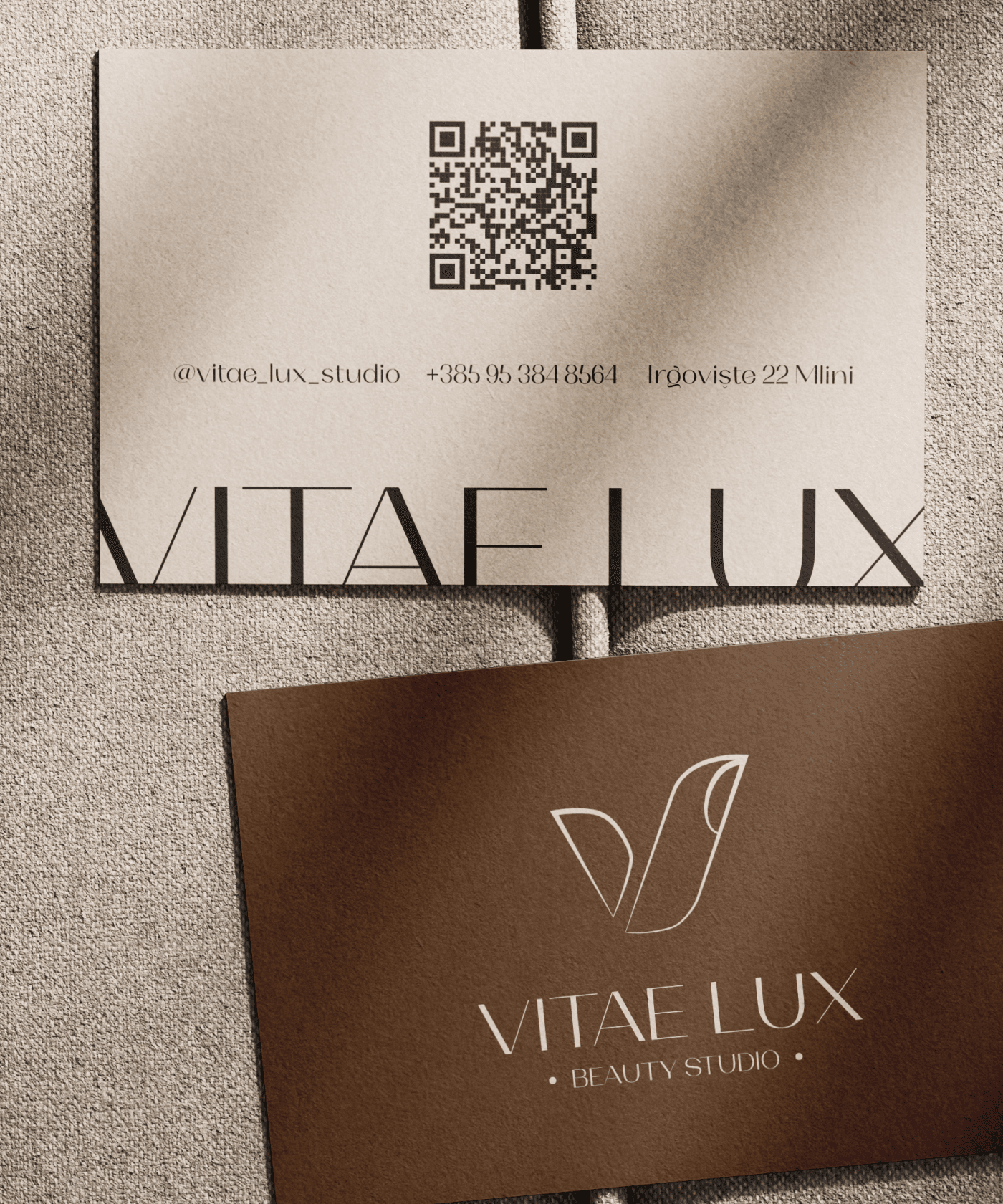 Vitae Lux beauty studio branding on a bus mockup